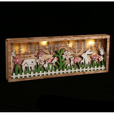JUTE Dekorative Hölzerne Osterlampe, Bilderrahmen In Hasen- Und Blumenform, Geschnitzt Und Bemalt, Einheitsgröße. JUTE Dekorative Hölzerne Osterlampe, Bilderrahmen In Hasen- Und Blumenform, Geschnitzt Und Bemalt, Einheitsgröße.
