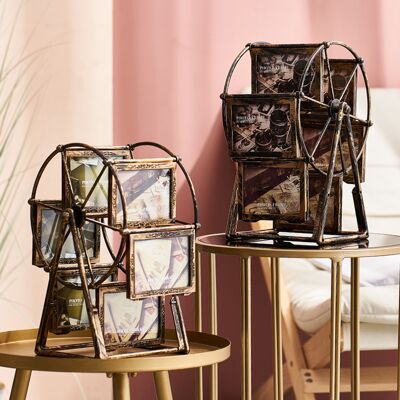 JUTE Vintage-familienfotorahmen Mit Riesenrad, Drehbarer Bilderrahmen, Wohndekoration, Geschenk JUTE Vintage-familienfotorahmen Mit Riesenrad, Drehbarer Bilderrahmen, Wohndekoration, Geschenk