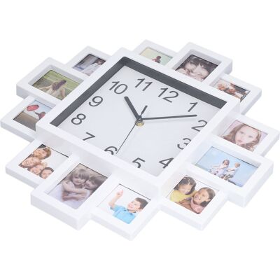 HEAT 15,35 Zoll (ca. 39 Cm) Große, Weiße Wanduhr Mit Bilderrahmen Zum Selbermachen – Personalisierbar Mit Mehreren Fotos Für Die Heimdekoration HEAT 15,35 Zoll (ca. 39 Cm) Große, Weiße Wanduhr Mit Bilderrahmen Zum Selbermachen – Personalisierbar Mit Mehreren Fotos Für Die Heimdekoration