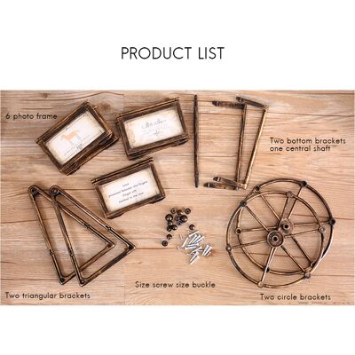 JUTE Vintage-familienfotorahmen Mit Riesenrad, Drehbarer Bilderrahmen, Wohndekoration, Geschenk JUTE Vintage-familienfotorahmen Mit Riesenrad, Drehbarer Bilderrahmen, Wohndekoration, Geschenk