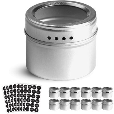 OEM Set Mit 12 Magnetischen Gewürzgläsern Mit 12 Sichtdeckeln Zum Sieben Und Ausgießen, 144 Vorgedruckte, Selbstklebende Etiketten Für 85-g-kräutergläser (3 Oz) OEM Set Mit 12 Magnetischen Gewürzgläsern Mit 12 Sichtdeckeln Zum Sieben Und Ausgießen, 144 Vorgedruckte, Selbstklebende Etiketten Für 85-g-kräutergläser (3 Oz)