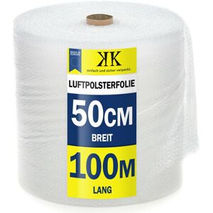 KK VERPACKUNGEN 8x Luftpolsterfolie 0,5x100m 60 my - Noppenfolie transparent - Transparent