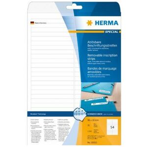 Ablösbare Beschriftungsstreifen A4 96x10 mm weiß Movables/ablösbar Papier matt 1350 St. - Herma