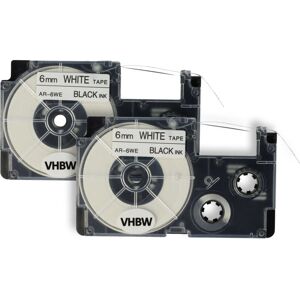 Vhbw - 2 x Kassette Patronen Schriftband 6mm kompatibel mit Casio CW-L300, KL-100E, KL-120, KL-1500, KL-200E, KL-300, KL-60 Ersatz für Casio XR-6WE1,