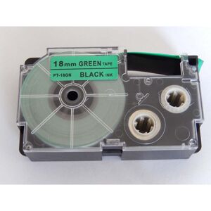 Vhbw - Schriftband-Kassette kompatibel mit Casio KL-130, KL-200, KL-120, KL-100E, KL-1500, CW-L300 Etiketten-Drucker 18mm Schwarz auf Grün, pet+ resin
