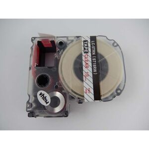 vhbw Schriftband-Kassette kompatibel mit Epson LM-700, LW-400, LW-500, LW-900P, OK200, OK300, OK500P Etiketten-Drucker 18mm Rot auf Transparent