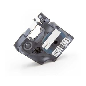 Schriftband-Kassette kompatibel mit 3M PL200, PL300, PL100 Etiketten-Drucker 12mm Schwarz auf Weiß, Polyester - Vhbw