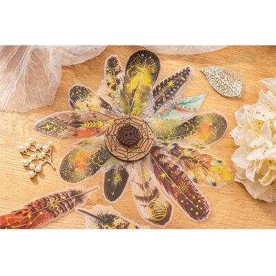 JUTE „schöner Tag“-sticker – Glitzerfeder-serie – Großformat – Notizbuchdekoration – 10 Blatt – Roter Sperling JUTE „schöner Tag“-sticker – Glitzerfeder-serie – Großformat – Notizbuchdekoration – 10 Blatt – Roter Sperling
