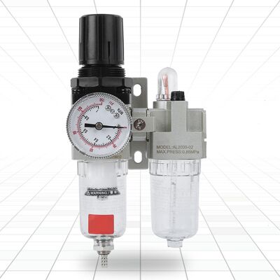 HEAT Luft-öl-wasser-abscheider Doppelgerät, Gehäuse Aus Aluminiumlegierung, Schutzkappe Aus Eisen, Manometer HEAT Luft-öl-wasser-abscheider Doppelgerät, Gehäuse Aus Aluminiumlegierung, Schutzkappe Aus Eisen, Manometer