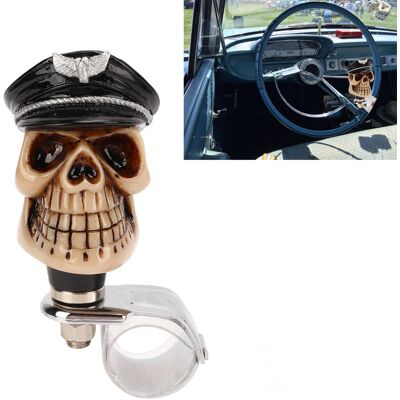 JUTE Drehbarer Servolenkhebel In Totenkopfform, Kompatibel Mit Den Meisten Autos, Lastwagen, Traktoren Und Booten (im Stil Einer Offiziersmütze), Schwarz. JUTE Drehbarer Servolenkhebel In Totenkopfform, Kompatibel Mit Den Meisten Autos, Lastwagen, Traktoren Und Booten (im Stil Einer Offiziersmütze), Schwarz.