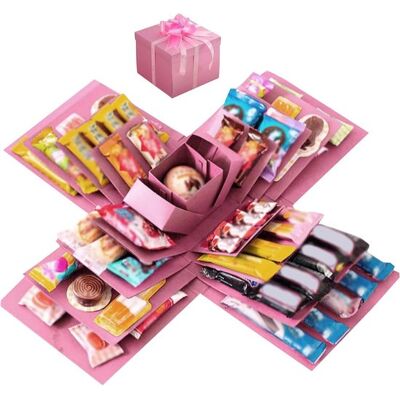 OEM 5 Lagige Überraschungsbox Mit Explosionseffekt Für Geburtstag Und Valentinstag Blau Und Rosa OEM 5 Lagige Überraschungsbox Mit Explosionseffekt Für Geburtstag Und Valentinstag Blau Und Rosa