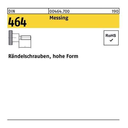 Rändelschraube DIN 464 hohe Form M 3 x 8 Messing Messing