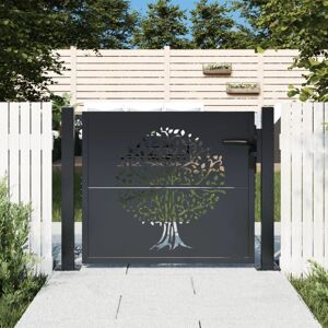 Vidaxl Garden Gate Anthracite 100x100 Cm Steel Tree Design Vidaxl Garden Gate Anthracite 100x100 Cm Steel Tree Design