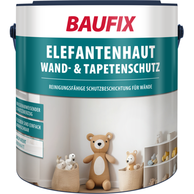 Baufix Elefantenhaut Wand- & Tapetenschutz Transparent Seidenmatt, 2.5 Liter, Weiße Wandfarbe Baufix Elefantenhaut Wand- & Tapetenschutz Transparent Seidenmatt, 2.5 Liter, Weiße Wandfarbe