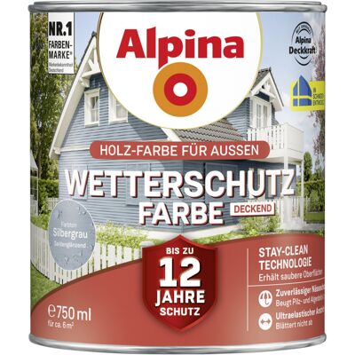 Wetterschutzfarbe Deckend 0,75 L Silbergrau Holzschutzfarbe - Alpina Wetterschutzfarbe Deckend 0,75 L Silbergrau Holzschutzfarbe - Alpina