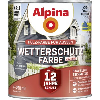 Wetterschutzfarbe Deckend 0,75 L Schiefergrau Holzschutzfarbe - Alpina Wetterschutzfarbe Deckend 0,75 L Schiefergrau Holzschutzfarbe - Alpina