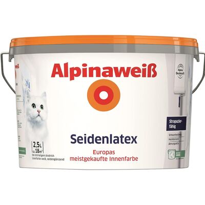 Alpina - Alpinaweiß Seidenlatex - Weiß - Latexfarbe Alpina - Alpinaweiß Seidenlatex - Weiß - Latexfarbe