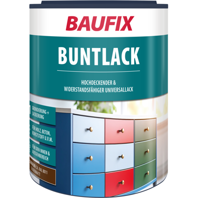 Baufix Buntlack Nussbraun Seidenmatt, 1 Liter, Lackfarbe Baufix Buntlack Nussbraun Seidenmatt, 1 Liter, Lackfarbe