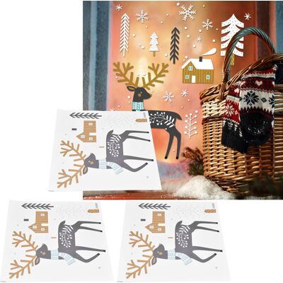 JUTE Set Aus 3 Individuell Gestaltbaren Statischen Wandaufklebern Aus Pvc Mit Rentier- Und Schneeflockenmotiv Für Eine Minimalistische Und Kreative Wohnzimmerdekoration. JUTE Set Aus 3 Individuell Gestaltbaren Statischen Wandaufklebern Aus Pvc Mit Rentier- Und Schneeflockenmotiv Für Eine Minimalistische Und Kreative Wohnzimmerdekoration.
