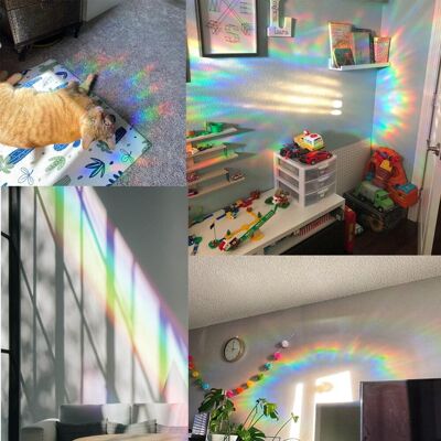 HEAT Dekorative Regenbogen-prismen-fensterfolie, Selbstklebende Pvc-folie, Kein Klebstoff Erforderlich, Statisch Haftend, Für Zuhause Und Büro, Leuchtendes Fensterdekorationsset HEAT Dekorative Regenbogen-prismen-fensterfolie, Selbstklebende Pvc-folie, Kein Klebstoff Erforderlich, Statisch Haftend, Für Zuhause Und Büro, Leuchtendes Fensterdekorationsset