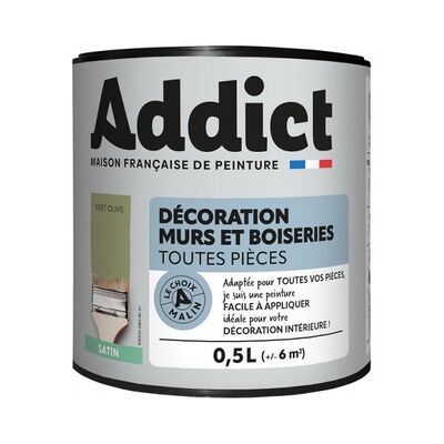 Acrylfarbe Satin 0,5 Liter Olivgrün - Addict Acrylfarbe Satin 0,5 Liter Olivgrün - Addict
