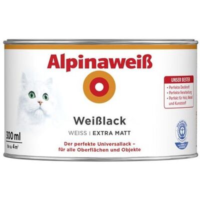 Alpina - Weiß Weißlack 300ml Weiß Extra Matt Lack Universallack Innen Außen Alpina - Weiß Weißlack 300ml Weiß Extra Matt Lack Universallack Innen Außen