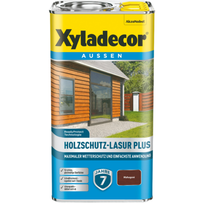 Holzschutz-lasur Plus, Mahagoni, 4 L - Xyladecor Holzschutz-lasur Plus, Mahagoni, 4 L - Xyladecor