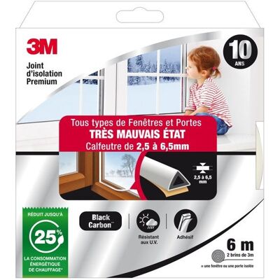 3M Weiße Tür-Fensterdichtung - 2,5-6,5 mm, 6 m, Universal 3M Weiße Tür-Fensterdichtung - 2,5-6,5 mm, 6 m, Universal