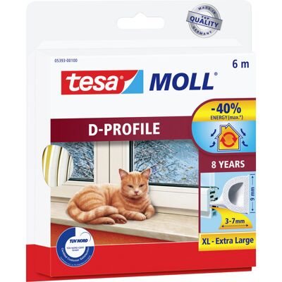 Tesa - D-profil 05393-00100-01 Dichtband Moll® Weiß (l X B) 6 M X 9 Mm 6 M Tesa - D-profil 05393-00100-01 Dichtband Moll® Weiß (l X B) 6 M X 9 Mm 6 M