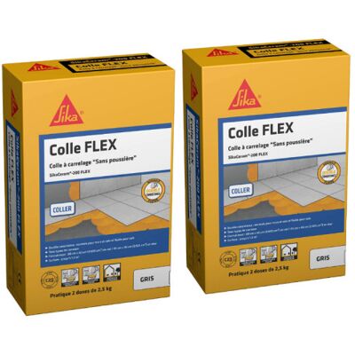 SIKA Set von 2 Fliesenklebern Ceram 200 Flex - Grau - 2,5kg - Fliesenkleber SIKA Set von 2 Fliesenklebern Ceram 200 Flex - Grau - 2,5kg - Fliesenkleber