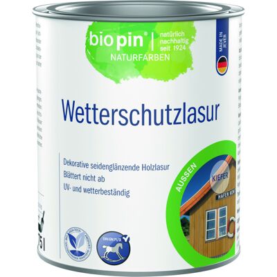 BIOPIN NATURE Biopin Wetterschutzlasur 750 Ml Kiefer Holzlasur BIOPIN NATURE Biopin Wetterschutzlasur 750 Ml Kiefer Holzlasur