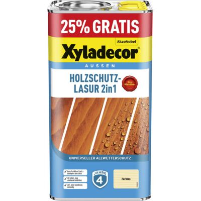 Xyladecor - Holzschutzlasur 2in1 4+1l Gratis Farblos Aktionsgebinde 25% Gratis Holzschutzlasur Xyladecor - Holzschutzlasur 2in1 4+1l Gratis Farblos Aktionsgebinde 25% Gratis Holzschutzlasur