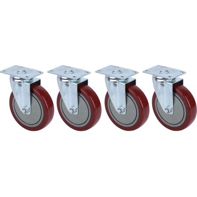 HEAT 4er-set Universal-360°-rollen Mit Unterlegscheibe, 5-zoll-pu-räder Für Transportwagen Und Möbel, Tragkraft 113 Kg Pro Rad HEAT 4er-set Universal-360°-rollen Mit Unterlegscheibe, 5-zoll-pu-räder Für Transportwagen Und Möbel, Tragkraft 113 Kg Pro Rad