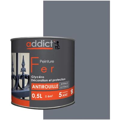 Addict'peinture - Rostschutzfarbe für Metall - 0,5L - Anthrazitgrau - Farbe Addict'peinture - Rostschutzfarbe für Metall - 0,5L - Anthrazitgrau - Farbe