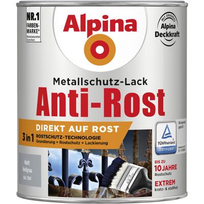 Metallschutz-lack Anti-rost 750 Ml Hellgrau Matt Metallack Schutzlack - Alpina Metallschutz-lack Anti-rost 750 Ml Hellgrau Matt Metallack Schutzlack - Alpina