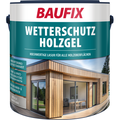 Baufix Metallic Wetterschutz-holzgel Graphitgrau Seidenglänzend, 2.5 Liter, Holzlasur Baufix Metallic Wetterschutz-holzgel Graphitgrau Seidenglänzend, 2.5 Liter, Holzlasur