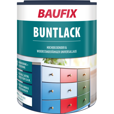 Baufix Buntlack Weiss Seidenmatt, 1 Liter, Lackfarbe Baufix Buntlack Weiss Seidenmatt, 1 Liter, Lackfarbe
