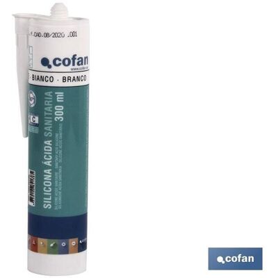 Cofan Weiße 300ml Sanitäre Silikone - Dichtstoff für Badezimmer & Küchen Cofan Weiße 300ml Sanitäre Silikone - Dichtstoff für Badezimmer & Küchen