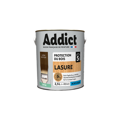 Lasure Acrylique Chêne Rustique 2.5l Protection Bois Longue Durée - Addict Lasure Acrylique Chêne Rustique 2.5l Protection Bois Longue Durée - Addict