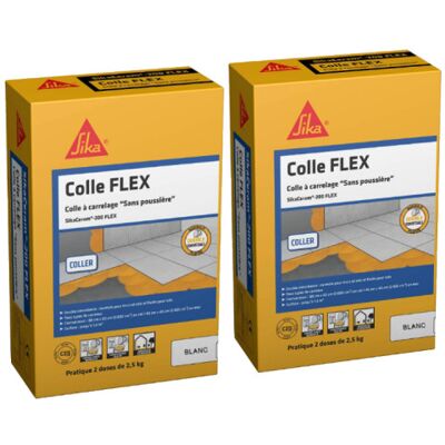 Doppelpack Sika Sikaceram 200 Flex Fliesenkleber - Weiß - 2,5 Kg Doppelpack Sika Sikaceram 200 Flex Fliesenkleber - Weiß - 2,5 Kg