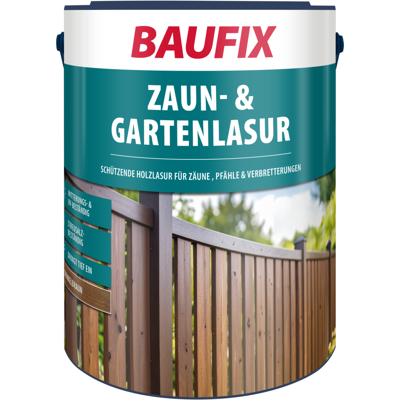 Baufix Zaun & Gartenlasur Dunkelbraun Seidenglänzend, 5 Liter, Holzlasur Baufix Zaun & Gartenlasur Dunkelbraun Seidenglänzend, 5 Liter, Holzlasur