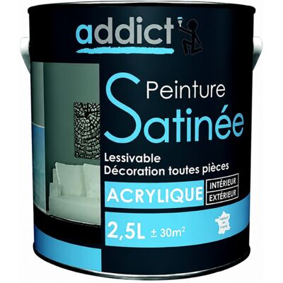 Addict Acrylfarbe Für Innendekoration, Seidenmatt Schwarz, 2,5 Liter. Addict Acrylfarbe Für Innendekoration, Seidenmatt Schwarz, 2,5 Liter.