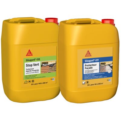 Sika - Paket für Behandlung und Schutz Sikagard-120 Stop Vert 20L - Sikagard-221 Fassadenprotektor 20L Sika - Paket für Behandlung und Schutz Sikagard-120 Stop Vert 20L - Sikagard-221 Fassadenprotektor 20L