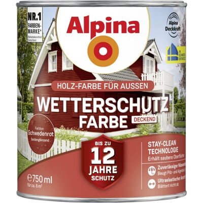 Wetterschutzfarbe Deckend 0,75 L Schwedenrot Holzschutzfarbe - Alpina Wetterschutzfarbe Deckend 0,75 L Schwedenrot Holzschutzfarbe - Alpina