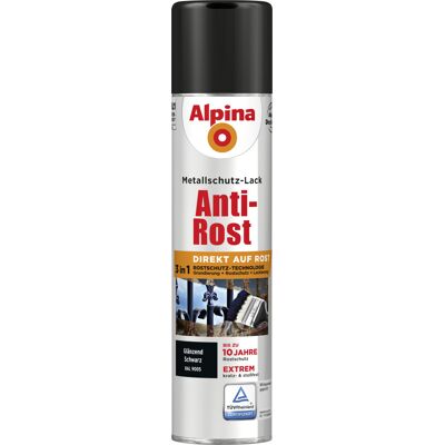 Alpina - Sprühmetallschutz-lack Anti Rost 400 Ml Schwarz Glänzend Sprühlack Lack Alpina - Sprühmetallschutz-lack Anti Rost 400 Ml Schwarz Glänzend Sprühlack Lack