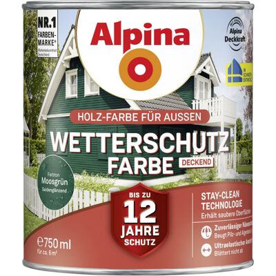 Wetterschutzfarbe Deckend 0,75 L Moosgrün Holzschutzfarbe - Alpina Wetterschutzfarbe Deckend 0,75 L Moosgrün Holzschutzfarbe - Alpina