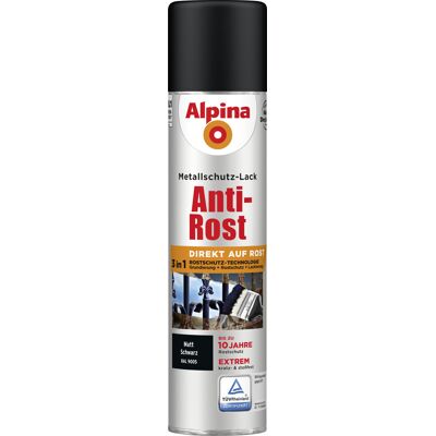 Alpina Sprühmetallschutz-lack Anti Rost 400ml Schwarz Matt Sprühlack Schutzlack Alpina Sprühmetallschutz-lack Anti Rost 400ml Schwarz Matt Sprühlack Schutzlack