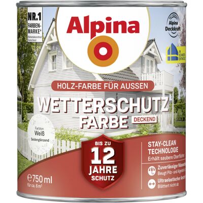 Wetterschutzfarbe Deckend 0,75 L Weiß Holzschutzfarbe - Alpina Wetterschutzfarbe Deckend 0,75 L Weiß Holzschutzfarbe - Alpina
