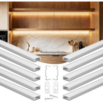 Vevor Led Profil 10er-pack 1 M, Eloxierte Aluminiumprofile Mit Milchiger Abdeckung, Endkappen & Befestigungsclips, Kanäle, Diffusor Für Led-streifen, Ideal Für Unterbau-arbeitsplatten, U-form Vevor Led Profil 10er-pack 1 M, Eloxierte Aluminiumprofile Mit Milchiger Abdeckung, Endkappen & Befestigungsclips, Kanäle, Diffusor Für Led-streifen, Ideal Für Unterbau-arbeitsplatten, U-form