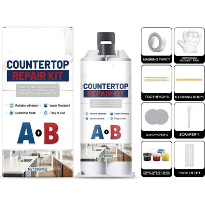 OEM Arbeitsplatten-reparaturset – Absplitterungen/risse – Marmor/granit/fliesen – Unsichtbare Oberfläche – Professionell OEM Arbeitsplatten-reparaturset – Absplitterungen/risse – Marmor/granit/fliesen – Unsichtbare Oberfläche – Professionell